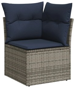11 részes szürke polyrattan kerti ülőgarnitúra párnákkal