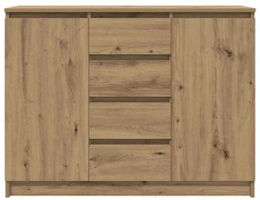 kézműves tölgy szerelt fa tálalószekrény fiókos 100,5x35x76 cm