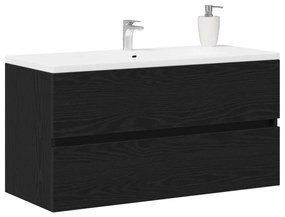 Fekete tölgy színű szerelt fa mosdószekrény 90 x 38,5 x 45 cm