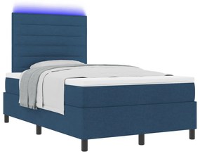 Rugós ágy matraccal és LED-del, Kék, 120 x 200 cm Szövet