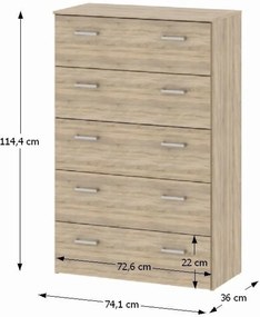 komód, tölgy sonoma, GARBO 5