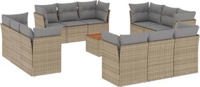 vidaXL 13 részes bézs polyrattan kerti ülőgarnitúra párnákkal