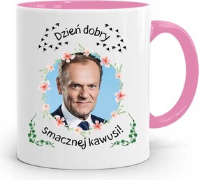 Donald Tusk Rózsaszín Bögre Platform Ajándék fényképes nyomtatással