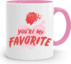 Rózsaszín Bögre Valentin Napra You're My Favorite fényképes nyomtatással
