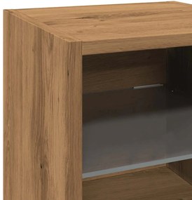 2 db kézműves tölgy színű fali TV-szekrény LED-del 30x28,5x30cm