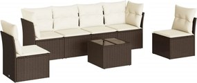 vidaXL 7 részes barna polyrattan kerti ülőgarnitúra párnákkal