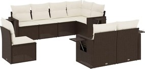 vidaXL 8 részes barna polyrattan kerti ülőgarnitúra párnákkal