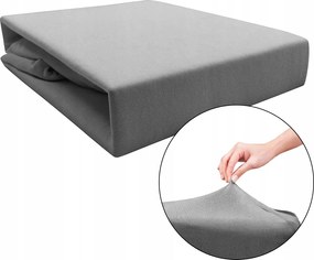 Jersey Gumis Lepedő Pamut 90x200 cm Világosszürke Strapabíró