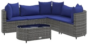 6 részes szürke polyrattan kerti ülőgarnitúra párnákkal