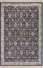 Szőnyeg 95x140 nappaliba,hagyományos klasszikus minta sötétkék-krém