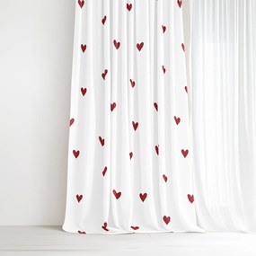 Goldea pamut drapéria - piros szívecskék, fehér alapon 280x150 cm