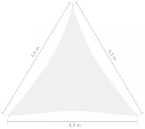 fehér háromszögű oxford-szövet napvitorla 4,5 x 4,5 x 4,5 m