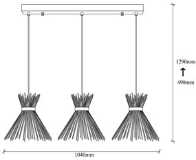 Csillár zsinóron KIRPI 3xE27/40W/230V