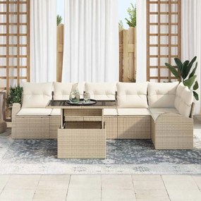Kerti Kanapé Szett 7 pcs bézs és krémszínű 100 x 55 x 73 cm