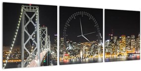 A Brooklyn-híd és a New York-i kép (órával) (90x30 cm)