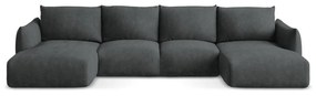 Sötétszürke zsenília kinyitható sarokkanapé (U alakú) Leila – Makamii