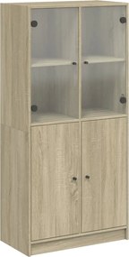 vidaXL sonoma tölgy színű magasszekrény ajtókkal 68x37x142 cm