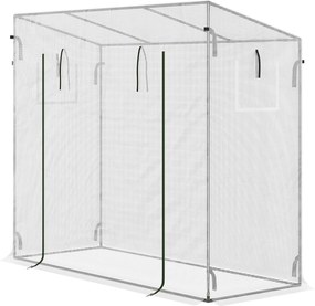 Outsunny Kicsi Kerti Üvegház Kültéri Üvegház Ablakokkal és Acél Vázszerkezettel Paradicsomok, Növények és Virágok Növesztéséhez 200x76x168 cm Fehér |