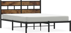 vidaXL füstös tölgy színű fém ágykeret matrac nélkül 150 x 200 cm