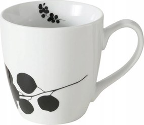 Fehér Porcelán Bögre Kerámia Fekete Levelekkel 480 ML