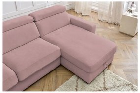 Rózsaszín kinyitható sarokkanapé (variálható) Monaco – Bobochic Paris