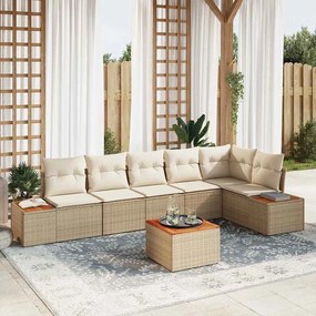 Kerti Kanapé Szett 7 pcs bézs és krémszínű 319 x 154 x 85 cm