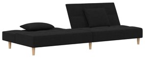 vidaXL kétszemélyes fekete szövet kanapéágy két párnával
