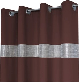 Függöny Kész Panama Strasszos Átlós Függöny 145x250 Barna