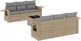 vidaXL 7 részes bézs polyrattan kerti ülőgarnitúra párnákkal