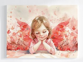 Vászonkép Canvas Akvarell Gyerek Lány Angyal Rózsa Álom 100x75