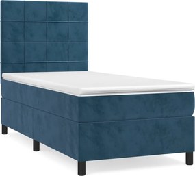 vidaXL sötétkék bársony rugós ágy matraccal 80 x 200 cm