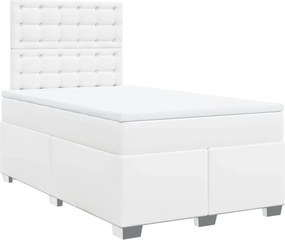 vidaXL fehér műbőr rugós ágy matraccal 120 x 200 cm