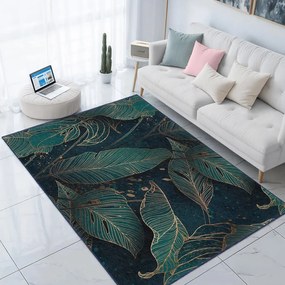 Petróleum színű mosható futószőnyeg 80x200 cm Midnight Jungle – Mila Home