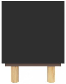 fekete fenyőfa és természetes rattan TV-szekrény 80x30x40 cm