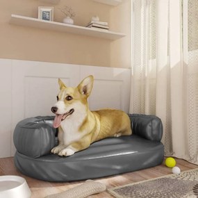 Szürke ergonomikus műbőr kutyaágy 60 x 42 cm