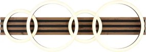 Globo 67353D4 Mennyezeti lámpa, matt fekete fém, sötét fa megjelenésű MDF, matt fekete műanyag, fehér műanyag, HxSzxM: 860x300x95mm, 2 gyűrű ø: 30cm, 2 gyűrű ø: 20cm, tartozék: LED 30W 230V, 3100lm forrás, 1500lm kimenet, 3000K