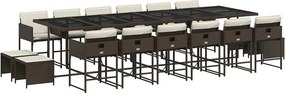 vidaXL 17 részes barna polyrattan kerti étkezőgarnitúra párnákkal