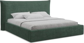 Zöld kárpitozott ágyneműtartós franciaágy ágyráccsal 180x200 cm Esala – Makamii