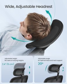 Irodai szék, ergonomikus hálós íróasztalszék, fekete