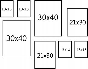 Képkeret szett 8db-os 30x40, A4, 13x18