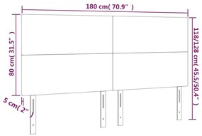 sötétbarna szövet LED-es fejtámla 180x5x118/128 cm