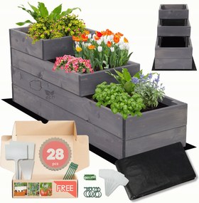 Zöldségtartó láda emeletes virágtartó ágyás impregnált 36x30x90