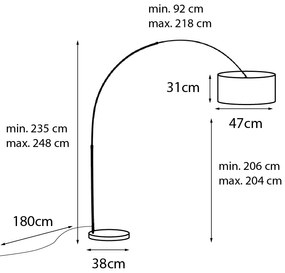 Modern íves állólámpa fekete, dupla fekete-arany árnyalattal - XXL