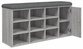 szürke sonoma színű szerelt fa cipőtároló pad 102 x 32 x 50 cm