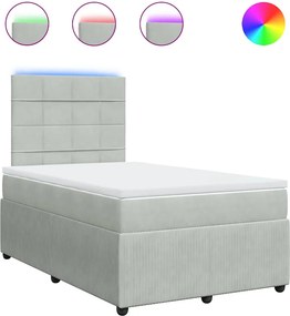 vidaXL világosszürke bársony rugós ágy matraccal 120 x 190 cm