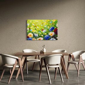 Virágzó rét képe, olajfestmény (90x60 cm)