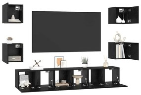 TV szekrény garnitúra Falra szerelhető 7 pcs Musta tammi