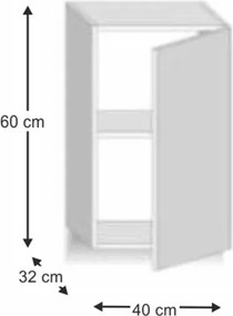 Felsőszekrény egy ajtóval, tölgy sonoma, jobbos, LINE