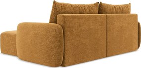 Narancssárga kinyitható-tárolóhelyes sarokkanapé (jobb oldali) Kalena – Makamii