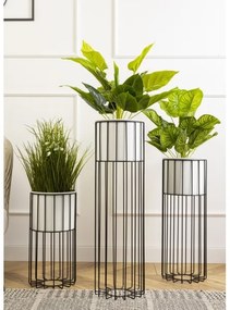 Fém virágcserép LOFT 42x20 cm fekete/fehér